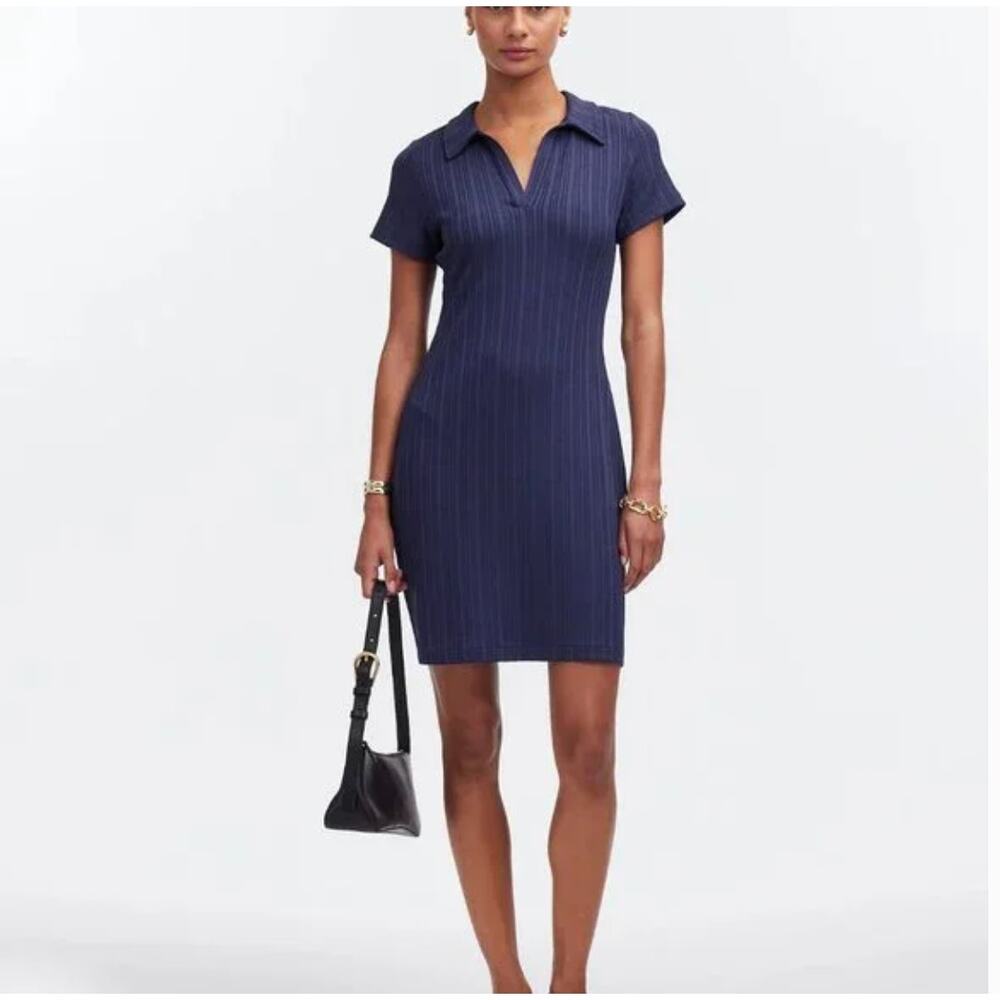 Madewell Loyola Polo Dress S Navy Blue NWT Academia 90s Y2K Stretch NQ617